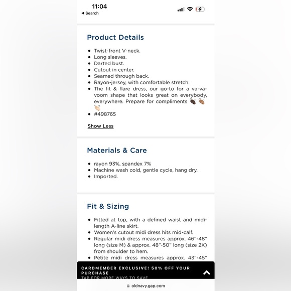 NWOT Old Navy Fit & Flare Twist-Front Cutout Midi Dress 💖 - Picture 6 of 6